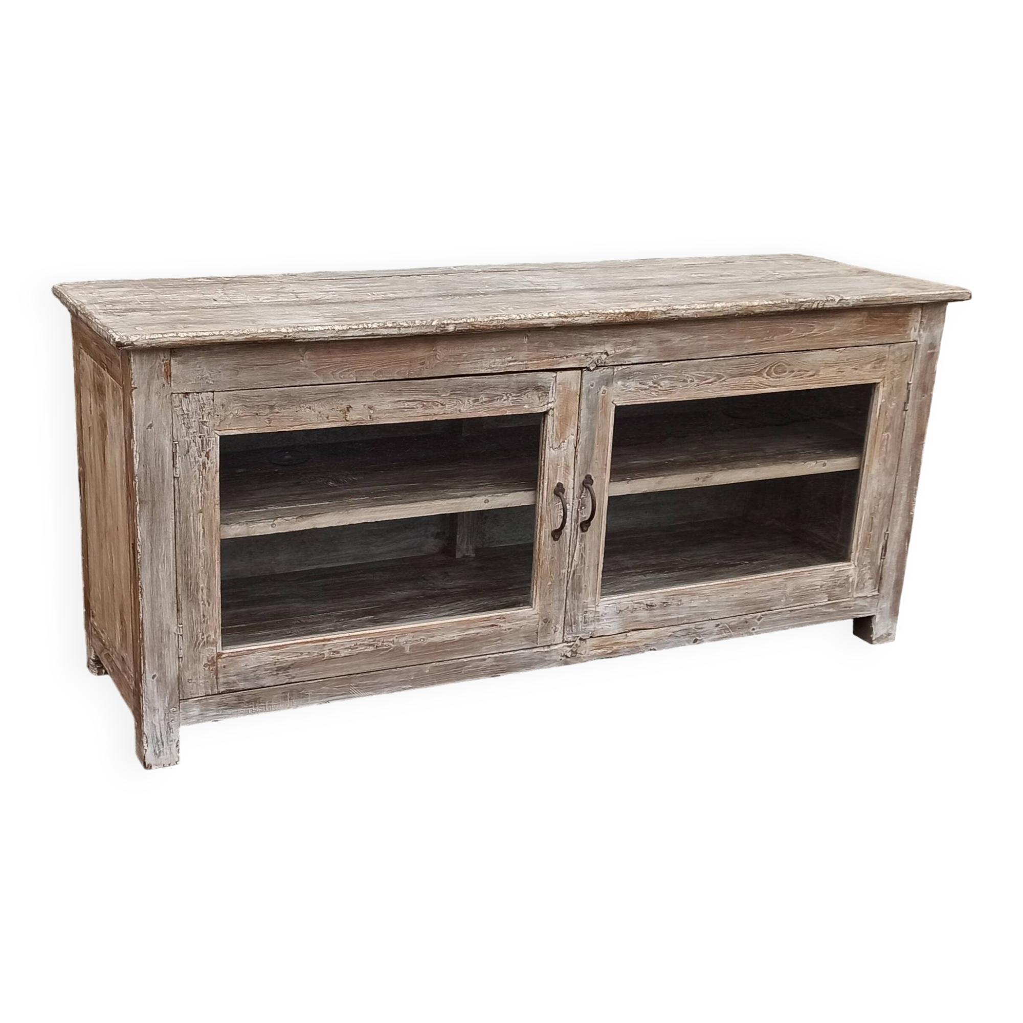 Glass sideboard in antique wood