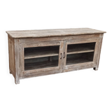 Glass sideboard in antique wood