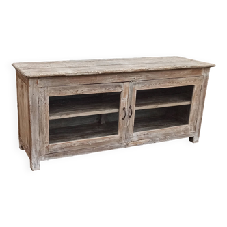 Glass sideboard in antique wood