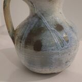 Old bulbous jug pottery vase glazed grey-blue stoneware vintage
