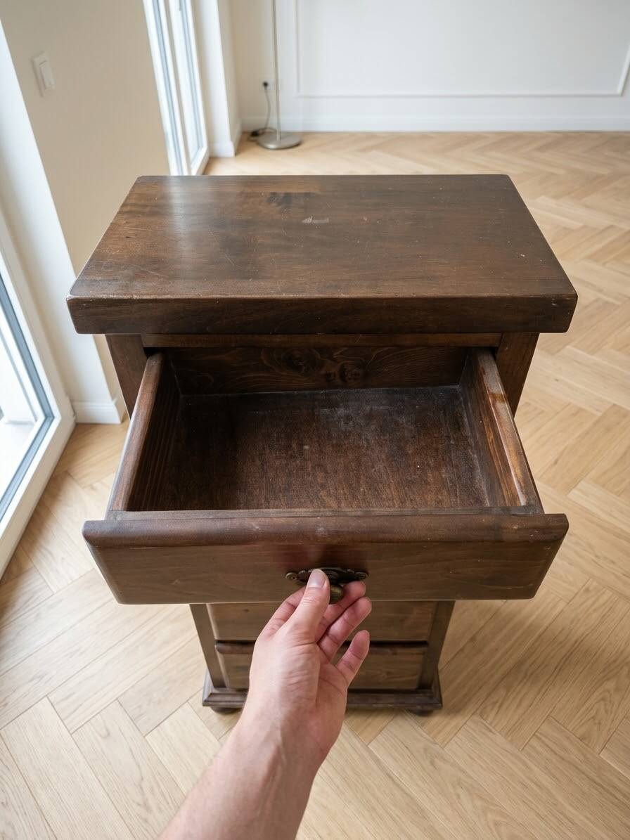 Semainier vintage marron en bois