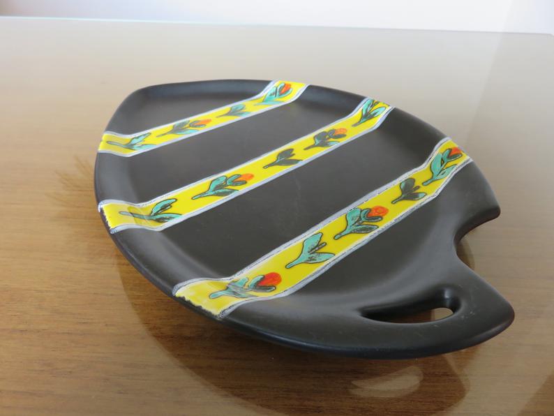 Ceramic dish Gabriel Fourmaintral signed years 50 60