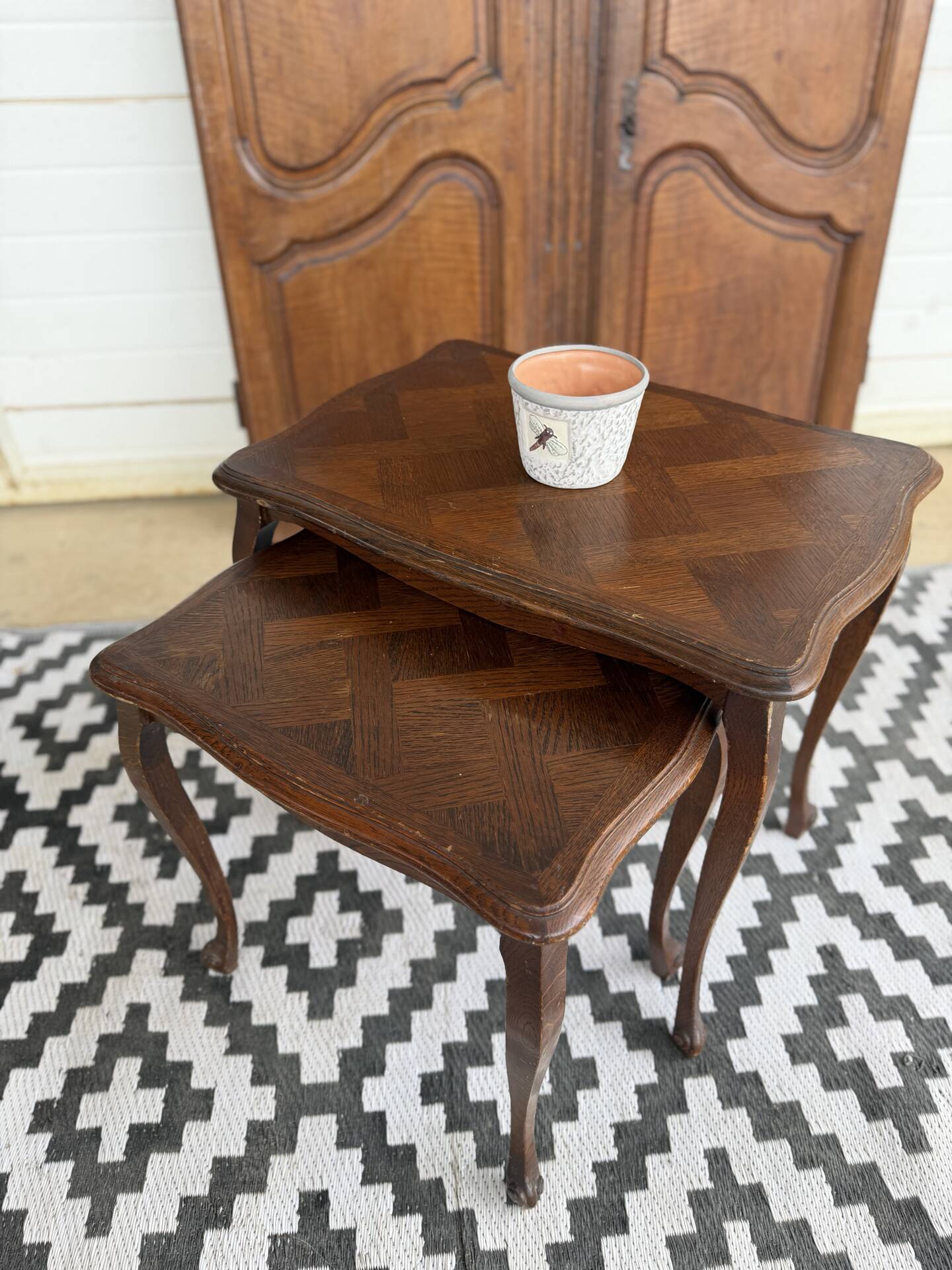 2 nesting tables in wood - Louis XV style
