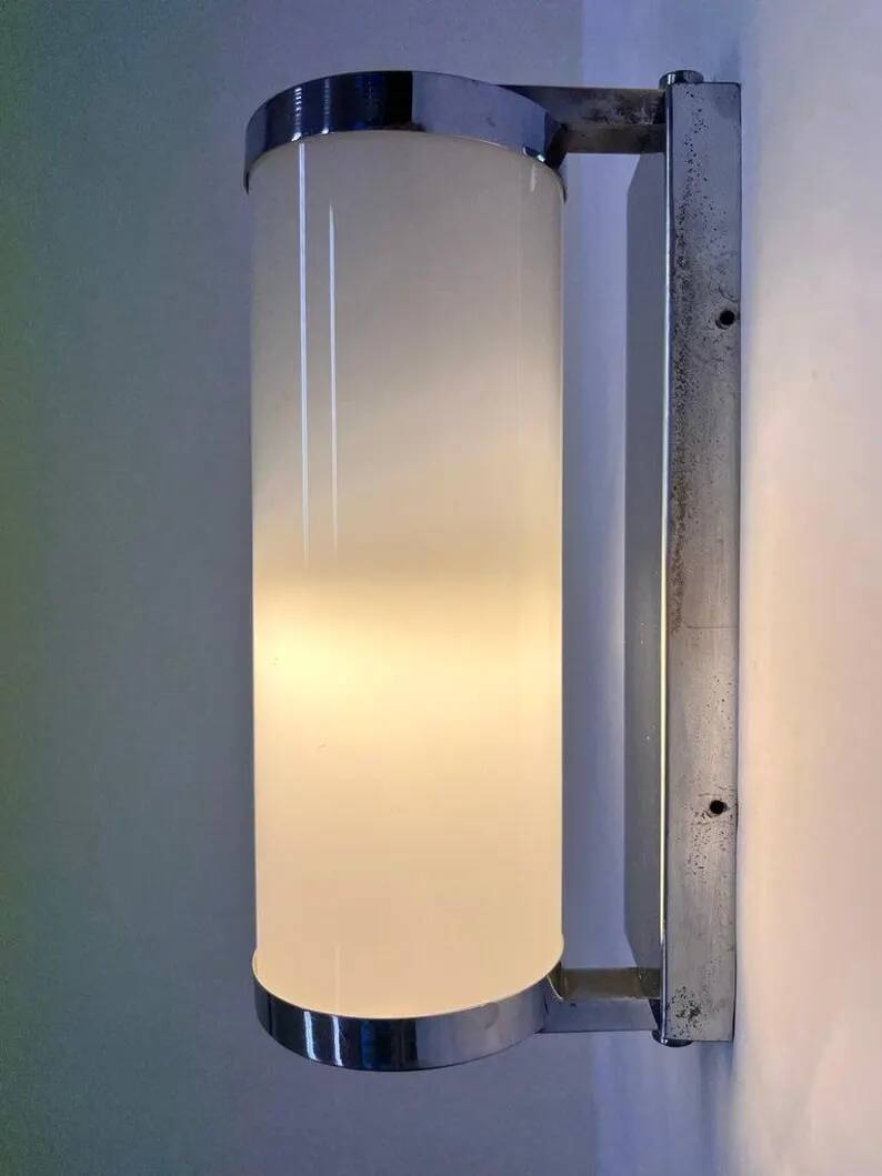 Chrome design Bauhaus Wall Lamp, 1930s - Czechoslovakia