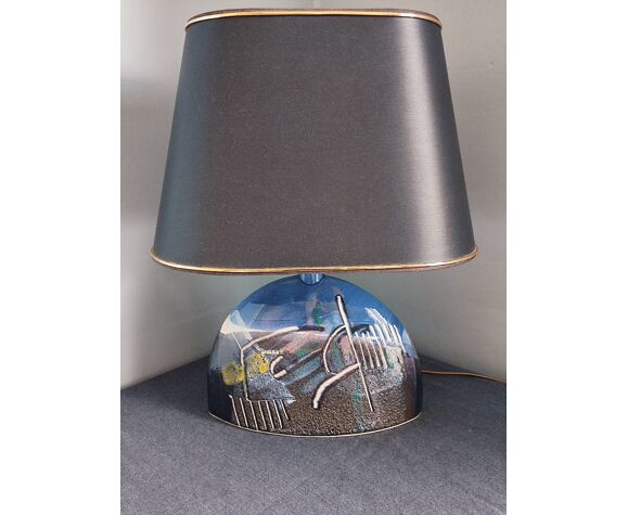 Lampe de table avec son abat-jour en céramique vintage