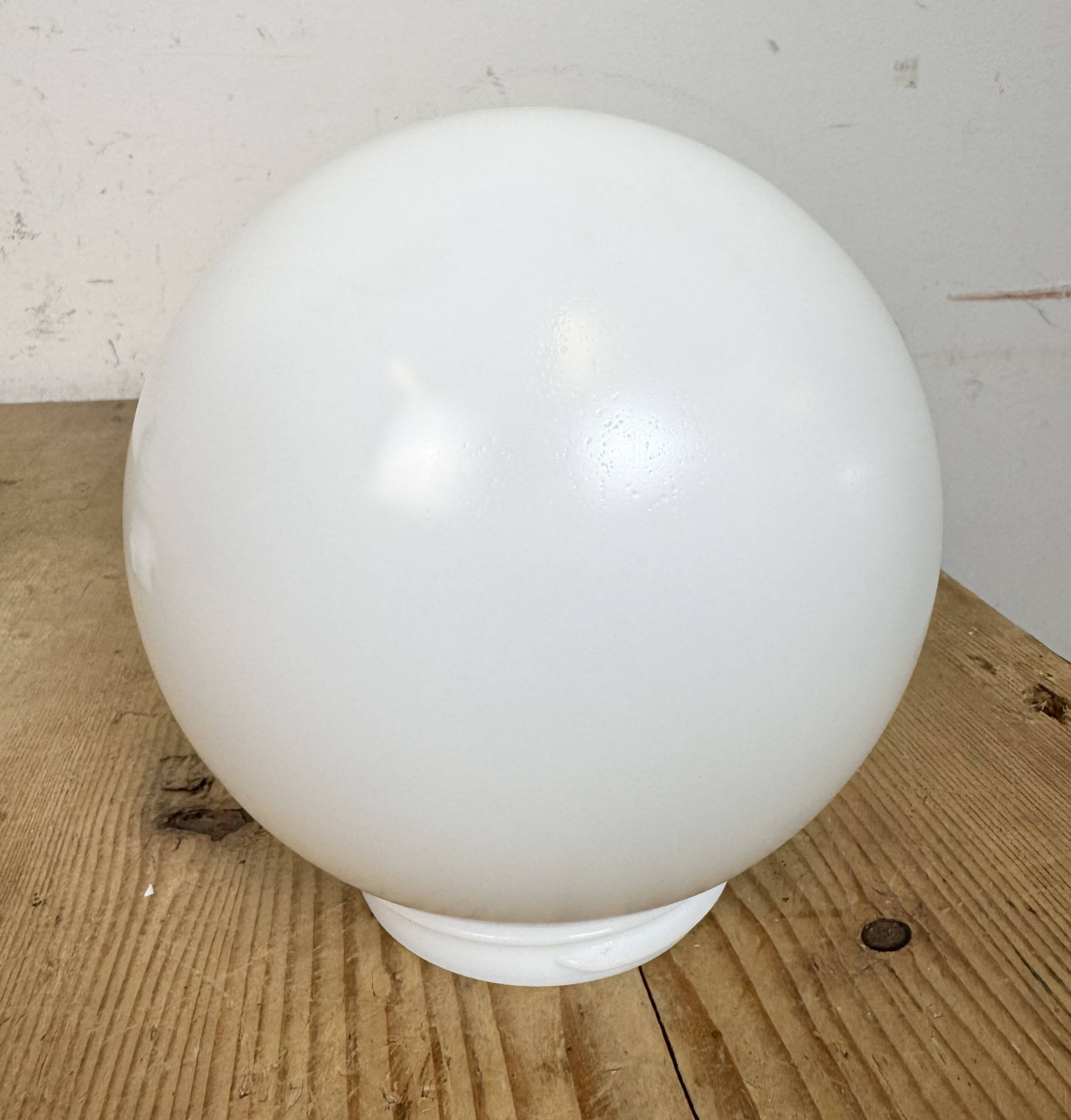 Vintage Porcelain Ceiling Light with Milk Glass , 1950s