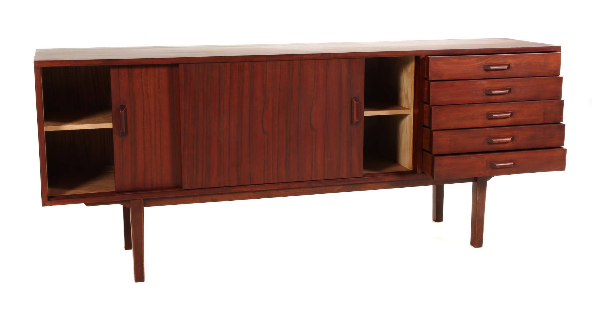 Vintage Scandinavian teak sideboard with 5 drawers - Denmark, 1990s