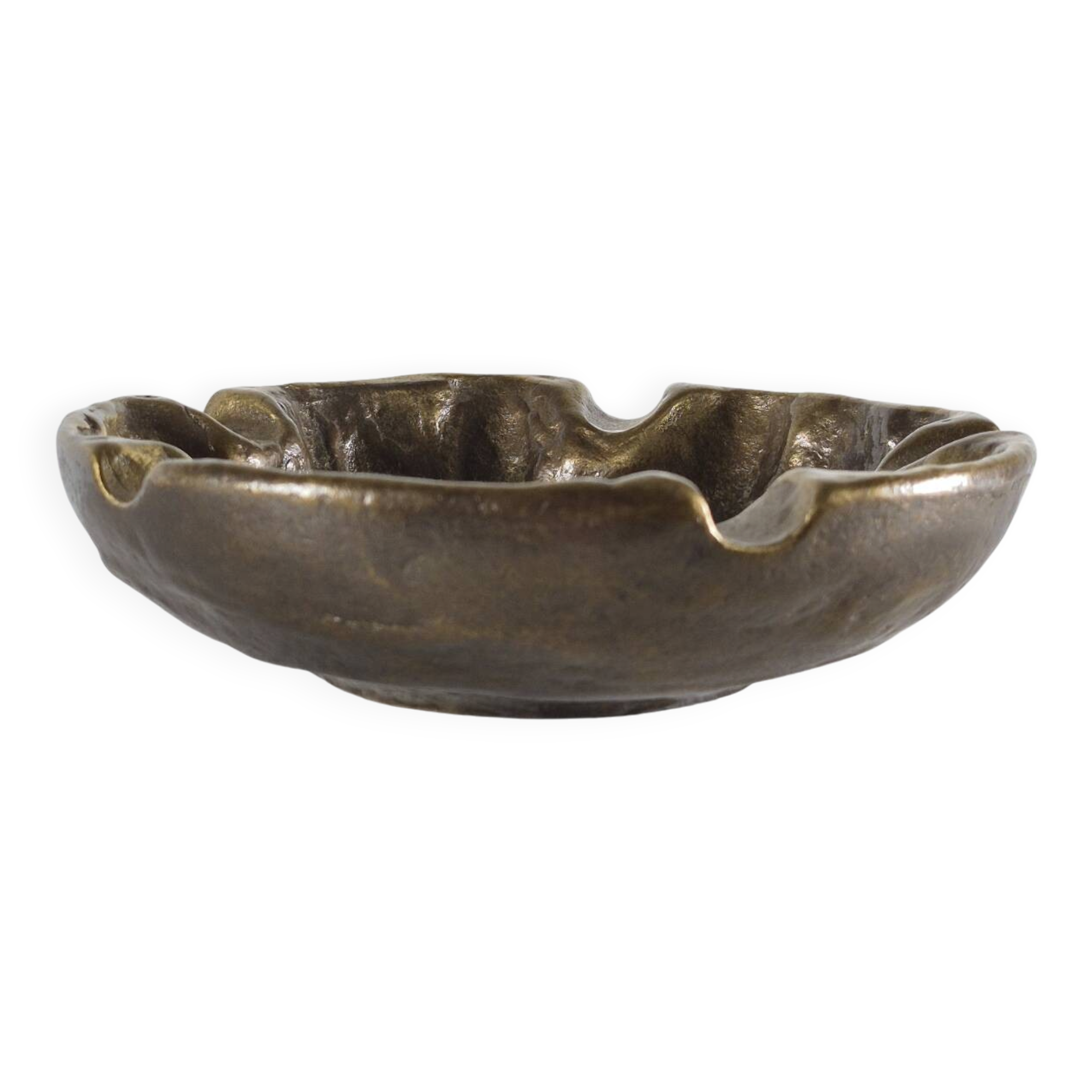 Vintage mid century brutalist brass ashtray