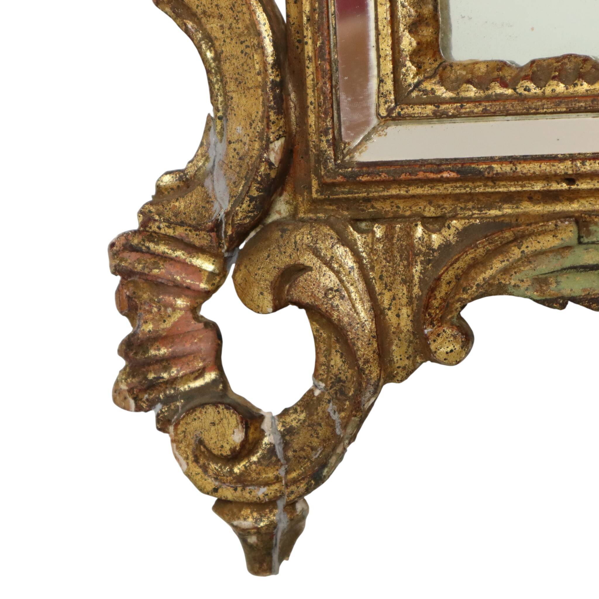 Classic Italian Gilt Crested Mirror by La Barge, 100 cm