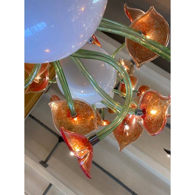 Contemporary flowers murano glass cascade chandelier