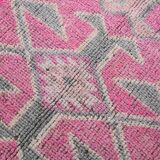 Pink Green Modern Oushak Runner Rug, 89x354Cm
