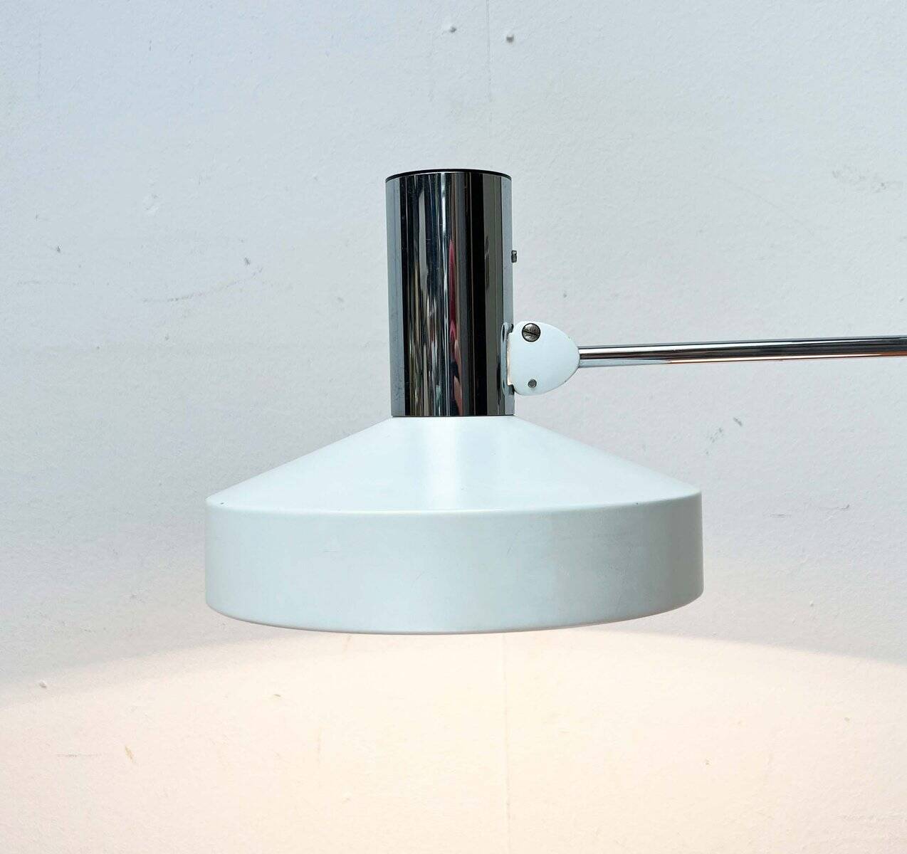 Mid-Century Modern German Minimalist White and Chrome Table Lamp from Kaiser Leuchten, 1960s