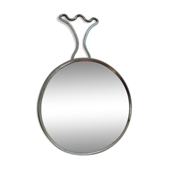 Magnifying barber mirror, backlit, chromed brass 30s 40s