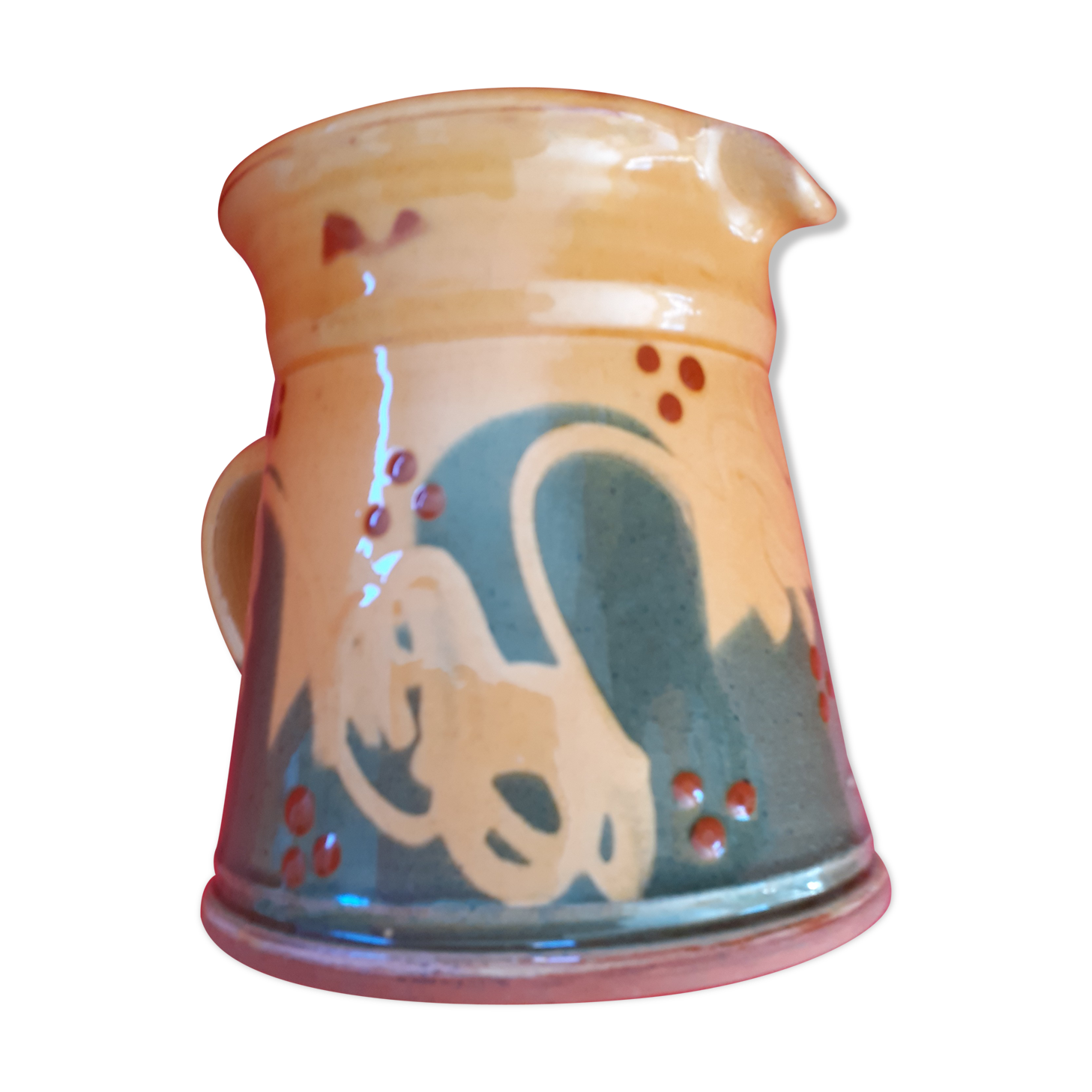 Glazed sandstone pitcher, Mediterranean style