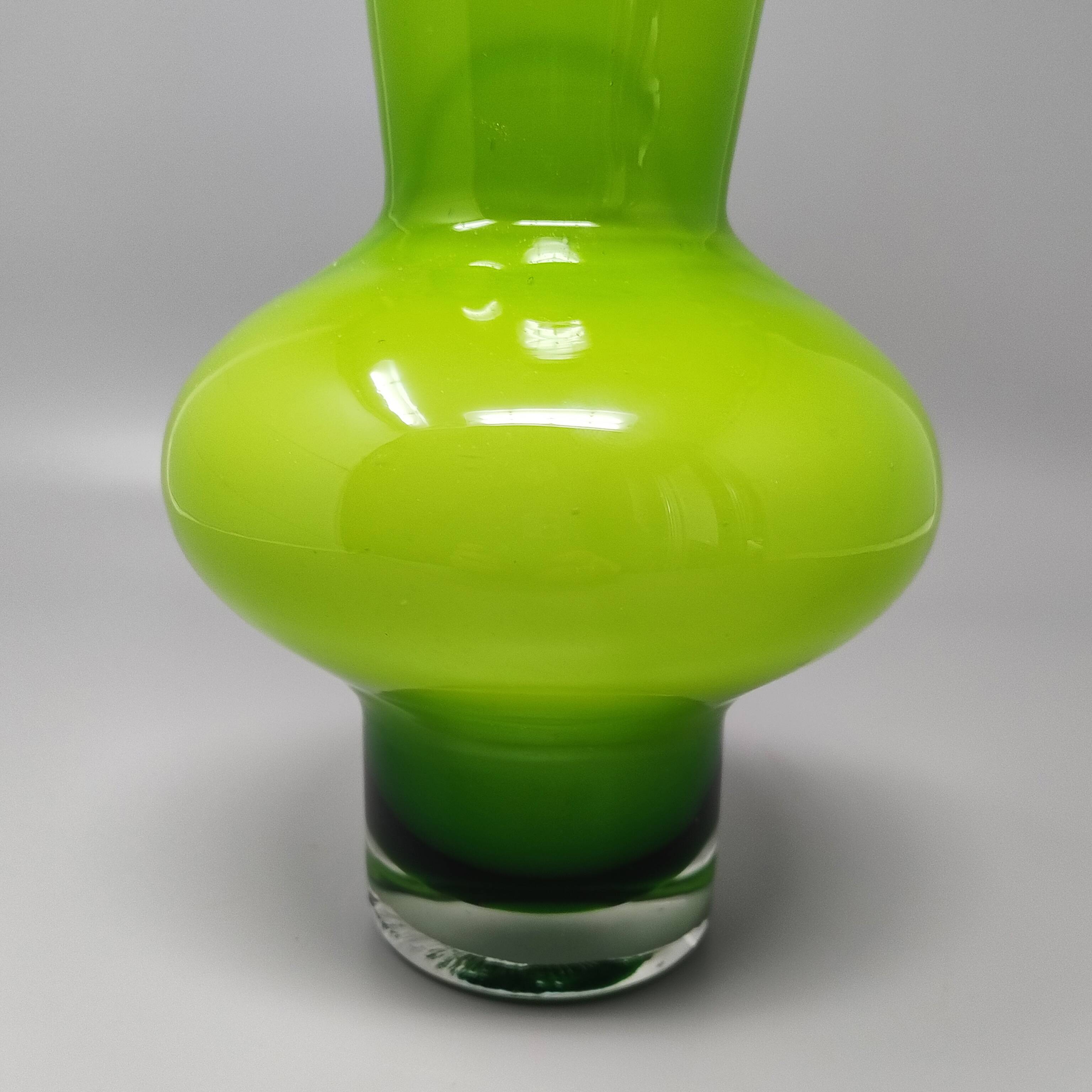 1970s Gorgeous Green Vase by Ind. Vetraria
