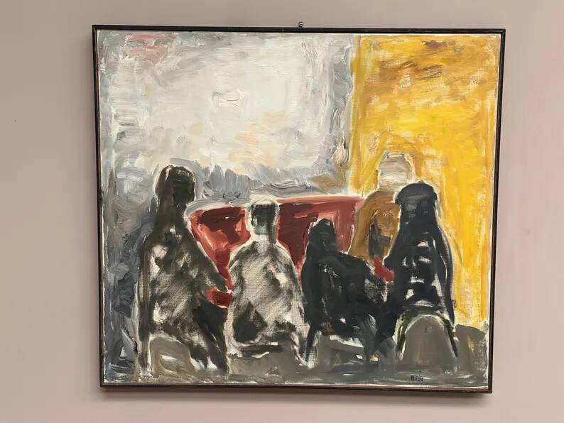 Original Danish Oil on Canvas“Figurative Composition” by Max Bilde