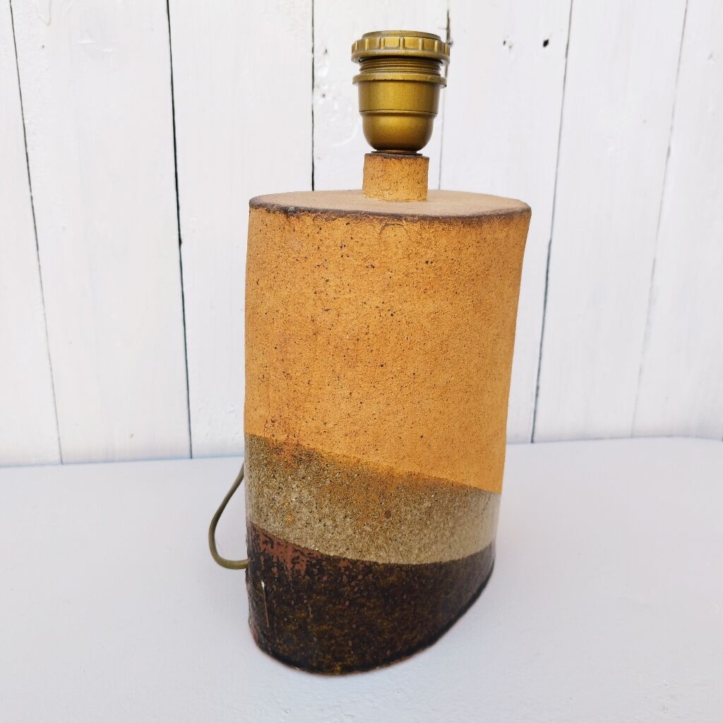 Ovoid lamp foot vintage raw stoneware signed