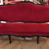 Antique Louis XV style red velvet settee