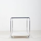 Vintage serving trolley with chrome and glass, 1970s