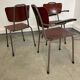 Set of 3 Galvanitas mahogany school chairs 1970s Netherlands