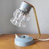 Mid-Century glass and brass lamp