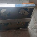 Geometric chrome and wood wall light