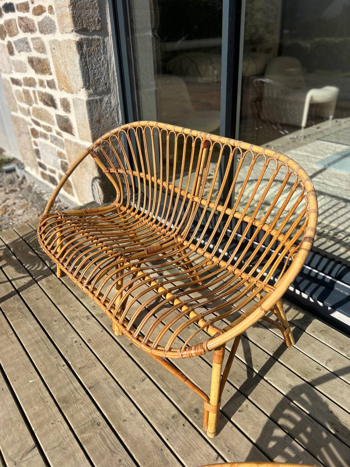 Rattan bench from the 60s