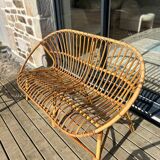 Rattan bench from the 60s