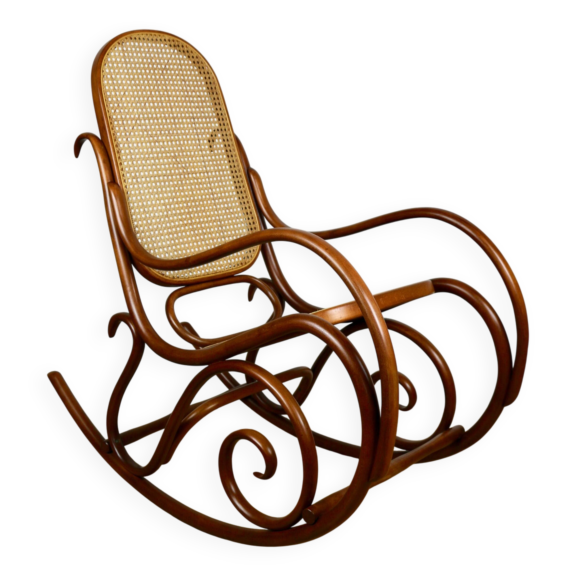 Rocking chair on runners, original light brown, 1970s - perfect like new