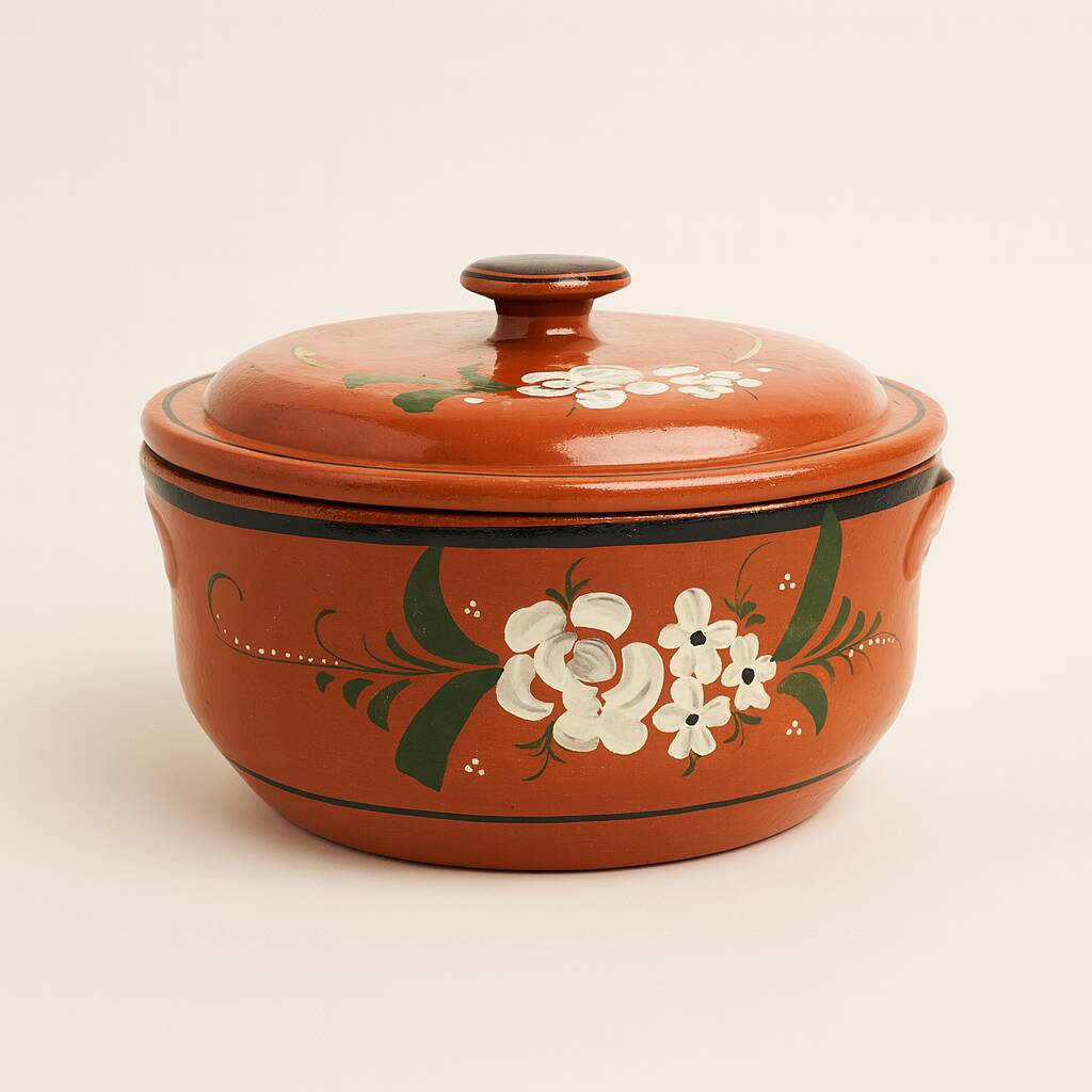 Traditional hand-painted terracotta pot