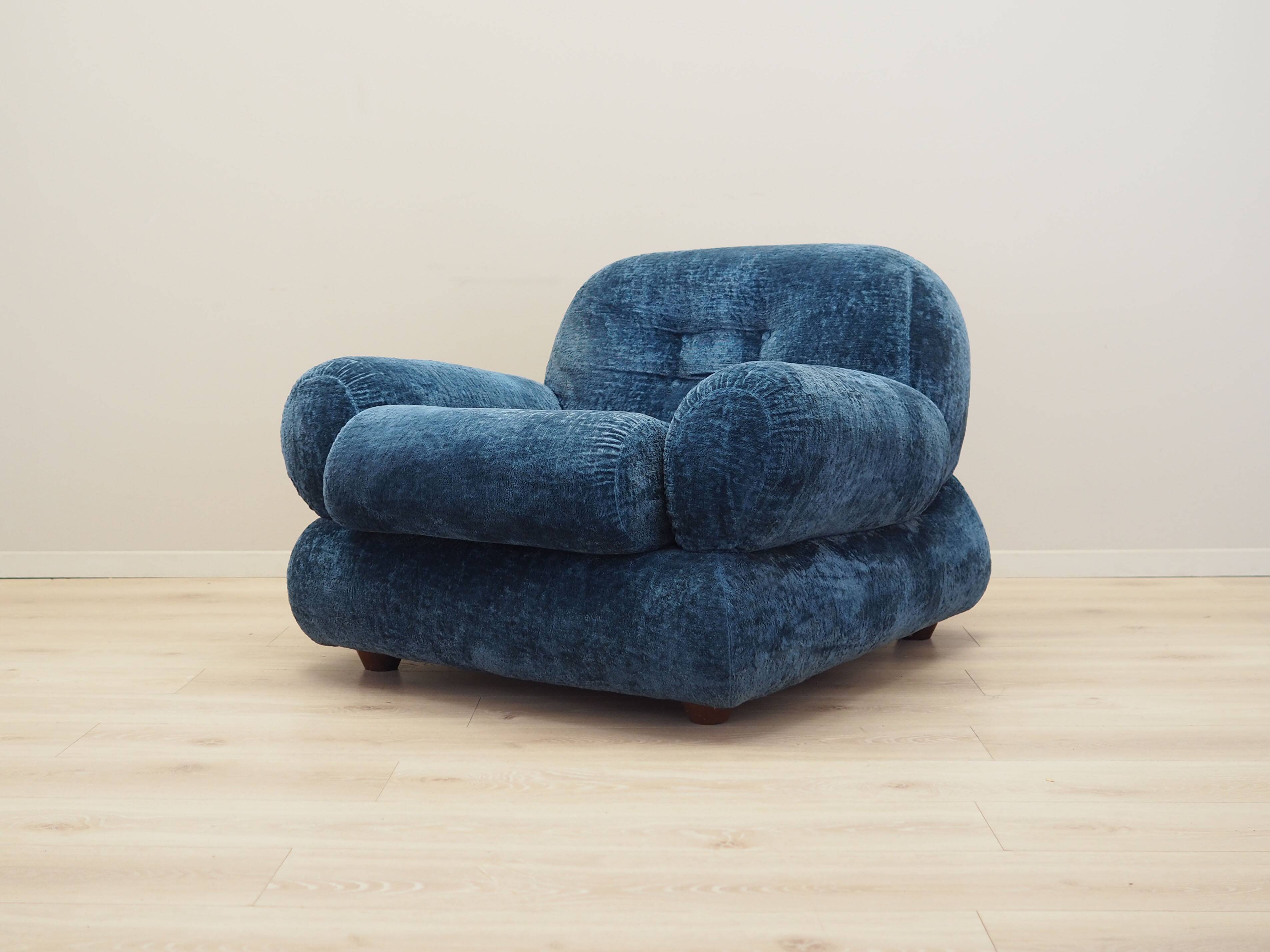 Blue armchair, Italian design, 1970s, production: Italy