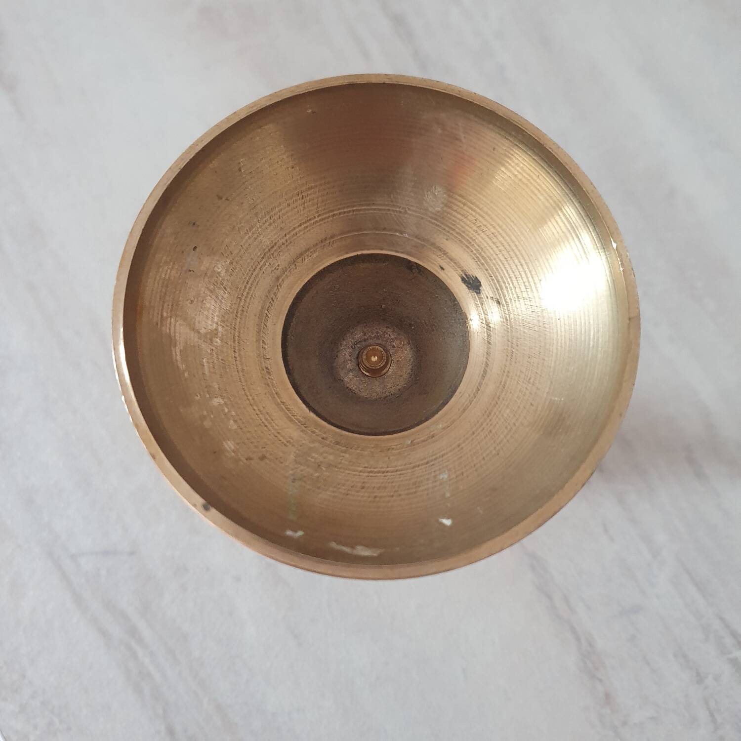 Brass and mother-of-pearl candle holder