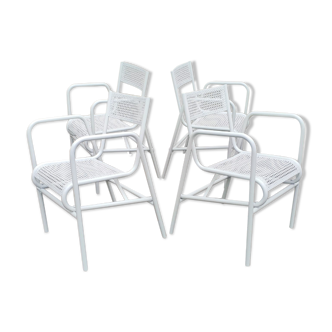 Suite of 4 vintage garden armchairs 1950