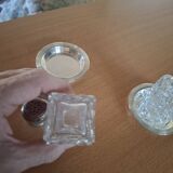 Salière et poivrier  en argent et cristal
