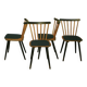 Set of 4 dining chairs with splayed legs and navy blue seat covers, 1960s