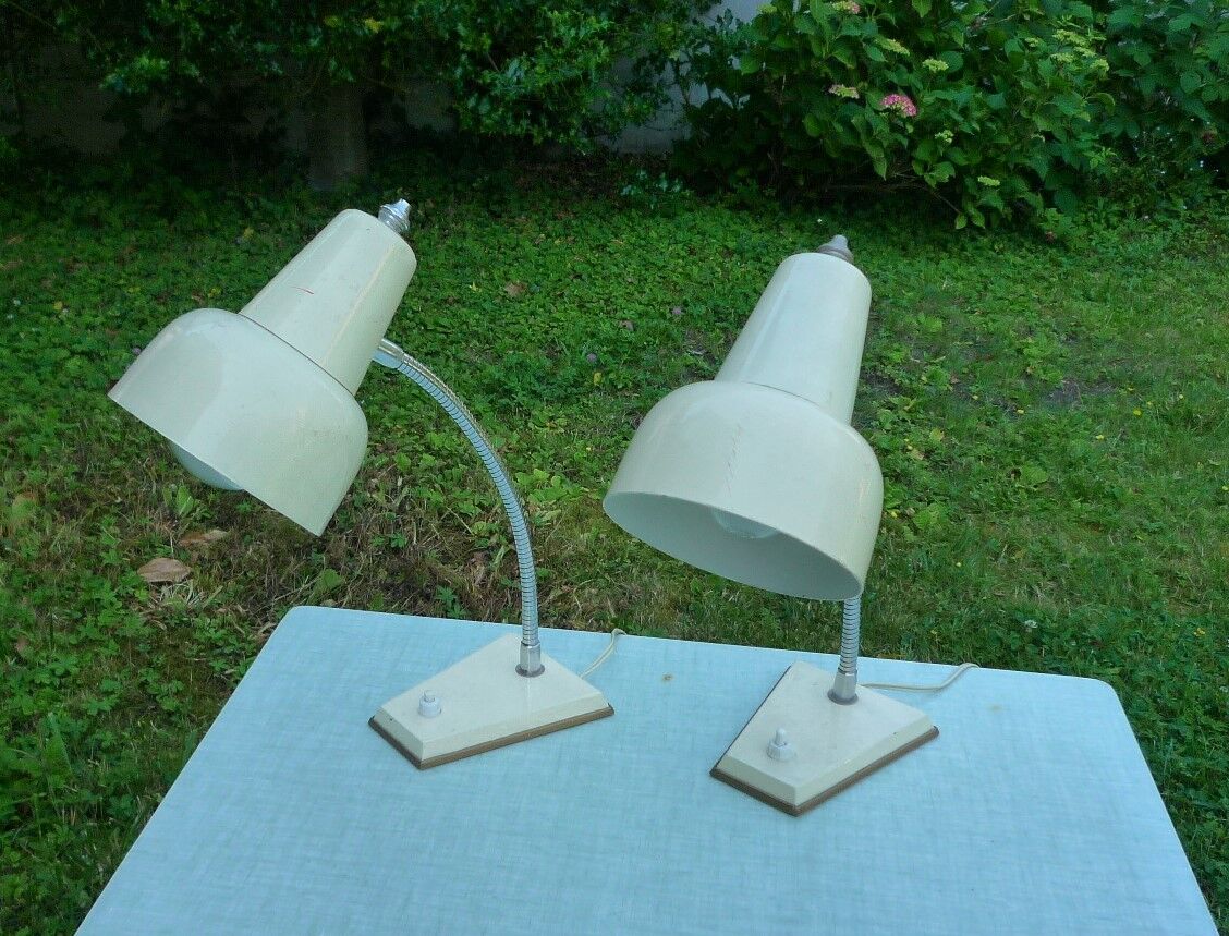 Pair of small 1950s office lamps