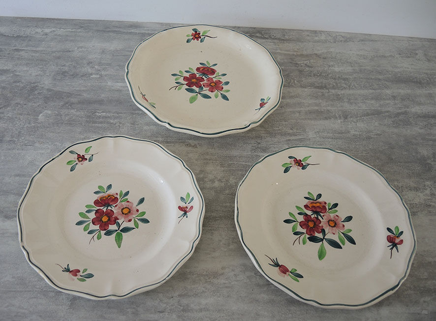 3 ceramic plates Sarreguemines Amazonas