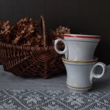 Pair of opaque porcelain brûlot cups from Sarreguemines (1857-1900)