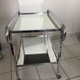 Rolling table in chrome with removable tray
