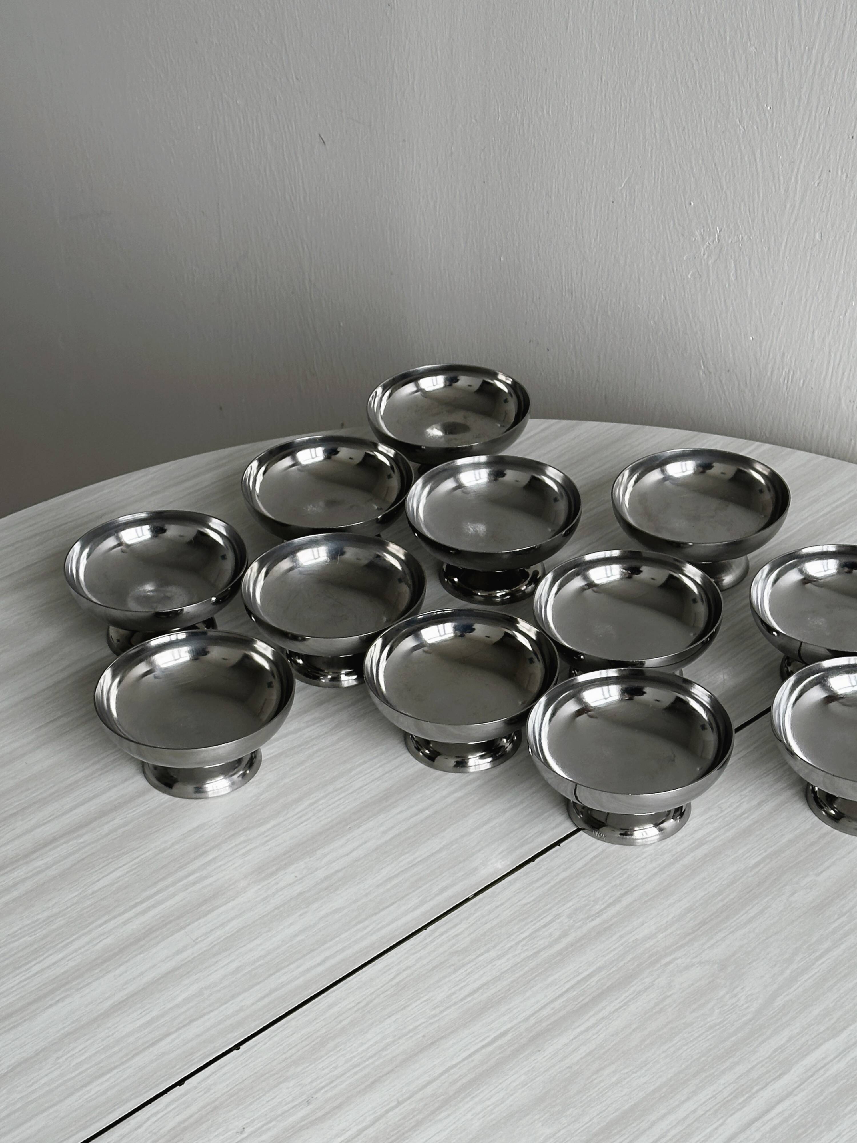 12 stainless steel footed bowls, Letang Remy style