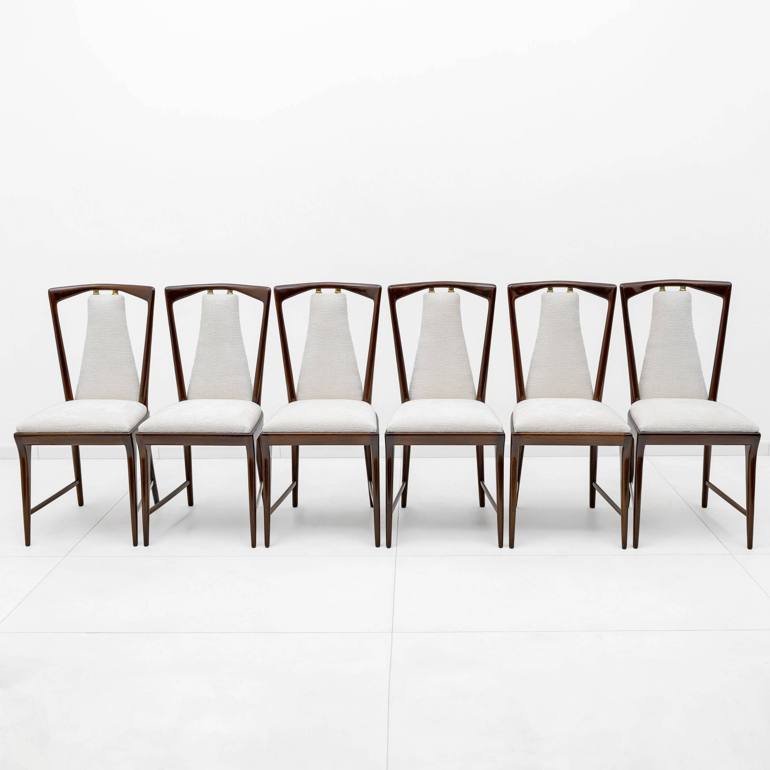 Set of 6 Osvaldo Borsani Mid-Century Modern Italian Bouclè Dining Chairs