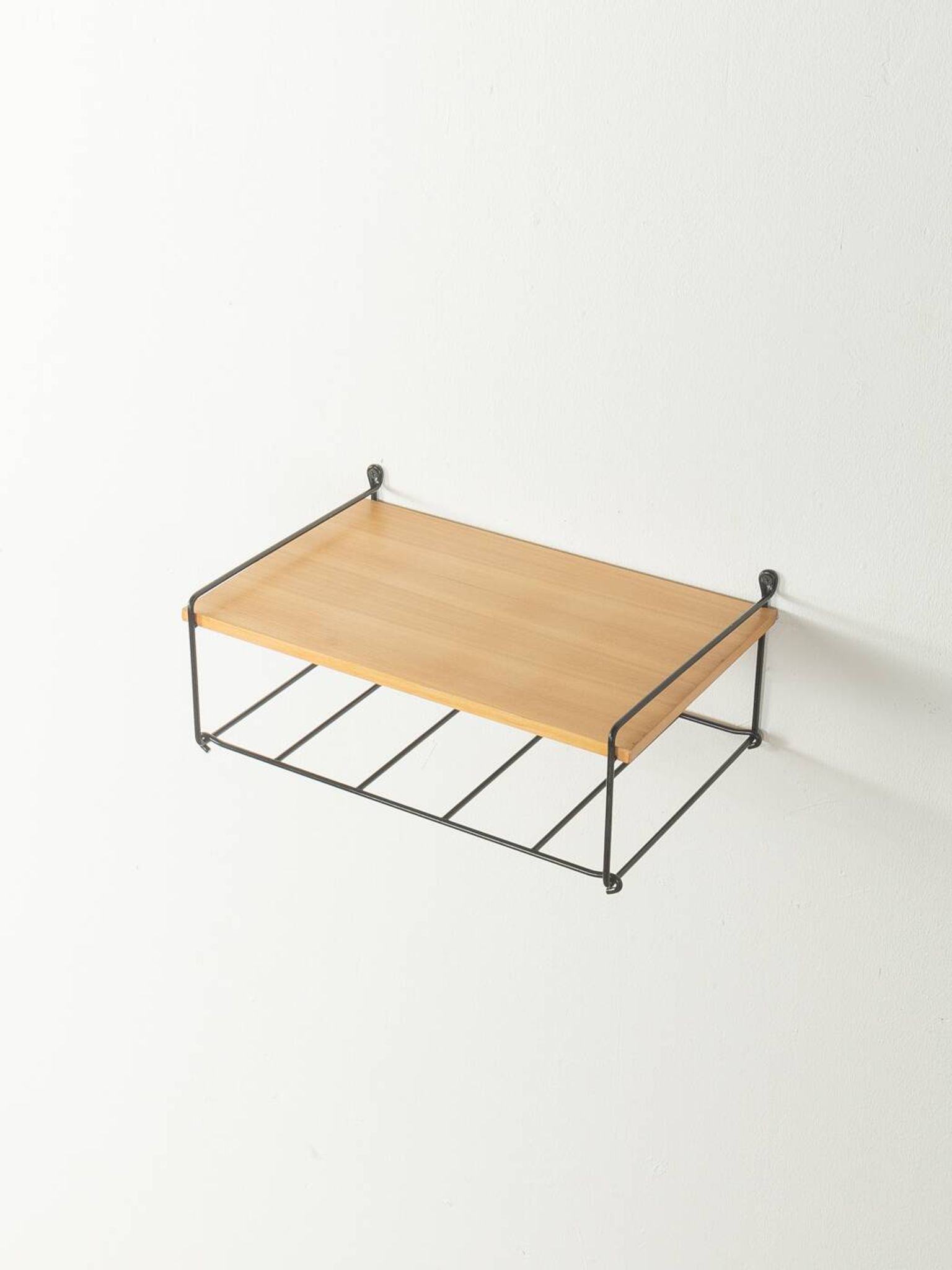 Functional telephone shelf, mid-century, ash wood and metal, 1950s
