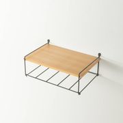 Functional telephone shelf, mid-century, ash wood and metal, 1950s