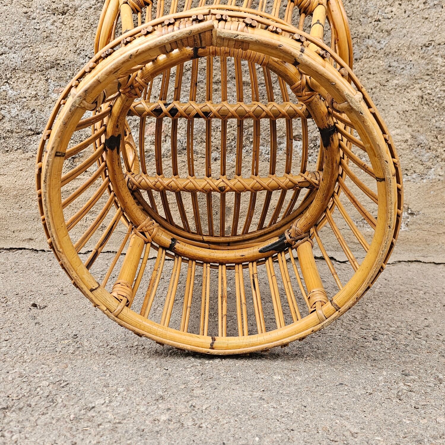 Bamboo and rattan armchair 50s Italy