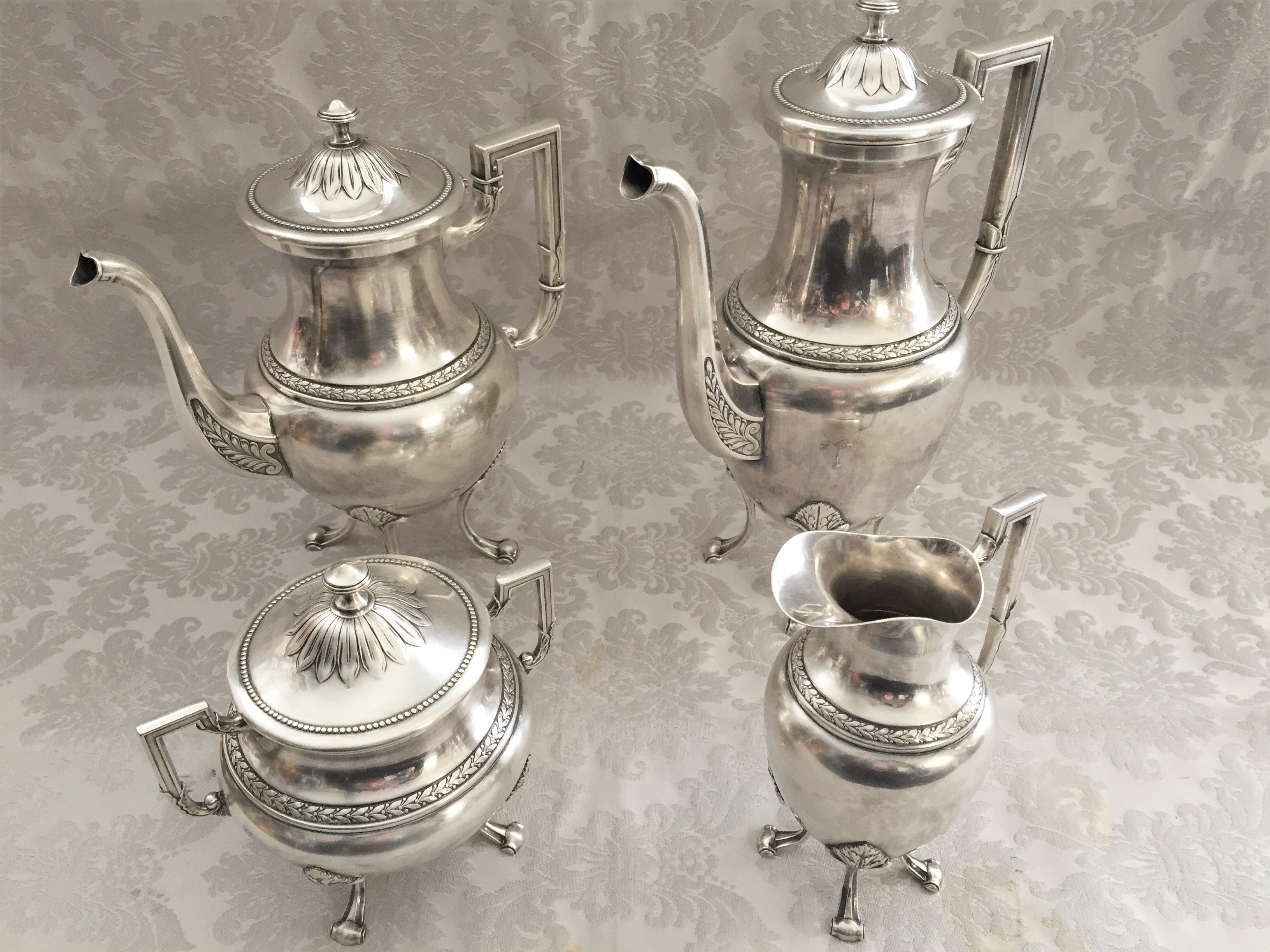Tea & coffee service pieces jugendstil wmf 1910 art nouveau plaqué silver