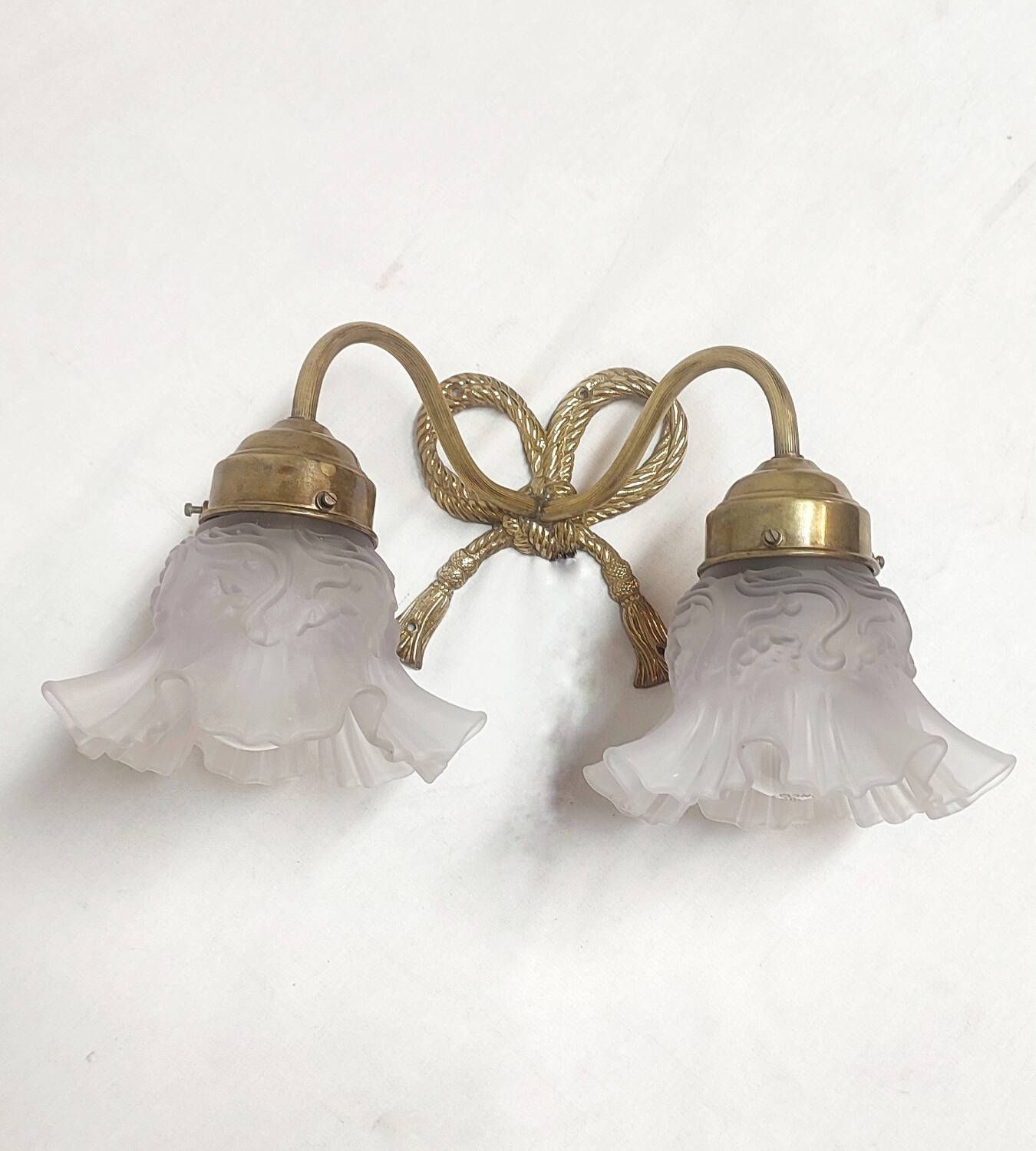 Bronze and crystal wall light. France, 1950s.