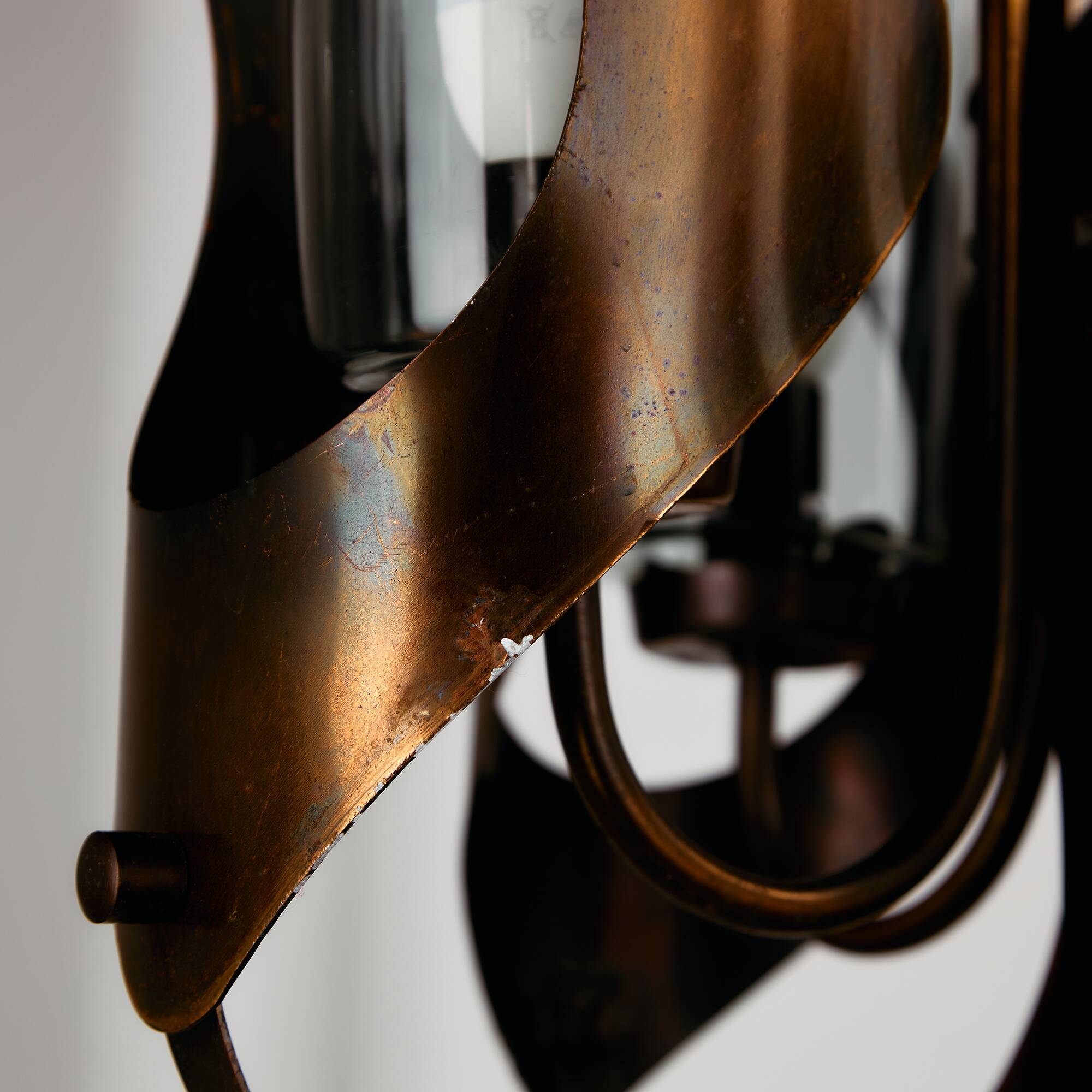 Brass and glass chandelier