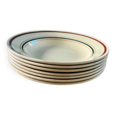 Série de 7 assiettes à soupe Gien modèle Gaston