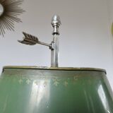 Authentic antique bouillotte lamp in chrome bronze with 3 lights, 1930s.