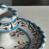 Light blue Moustiers candlestick H5 D12.5